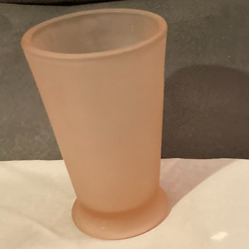 VTG 1990's Umbra Pale Pink Satin Frosted Glass Vase-4.25" High-From Canada-EUC